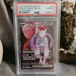 2025 POKEMON DRI EN-DESTINED RIVALS ULTRA RARE TEAM ROCKET'S MEWTWO EX PSA 10 - Image 1