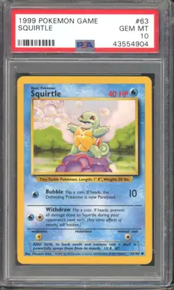 SQUIRTLE #63 PSA 10 1999 POKEMON Base Set Unlimited WOTC - Image 1