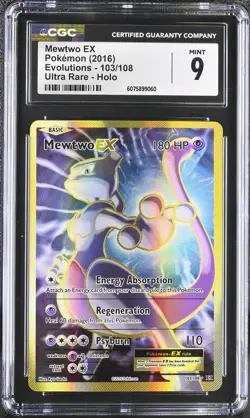 CGC 9 MINT Mewtwo EX 2016 Evolutions 103/108 Ultra Rare Holo Pokemon Card - Image 1