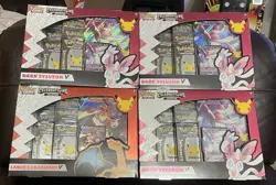 Pokemon TCG 25th Anniversary 4 Boxes 3 Dark Sylveon and 1 Lance’s Charizard Box - Image 1