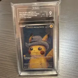 Pikachu with Grey Felt Hat 085 Pokemon Van Gogh Black Star Promo TAG 9 - Image 1