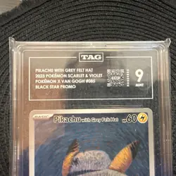 Pikachu with Grey Felt Hat 085 Pokemon Van Gogh Black Star Promo TAG 9 - Image 3