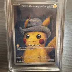Pikachu with Grey Felt Hat 085 Pokemon Van Gogh Black Star Promo TAG 9 - Image 5