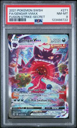 2021 POKEMON SWORD & SHIELD FUSION STRIKE SECRET #271 FULL ART/GENGAR VMAX PSA 8 - Image 1