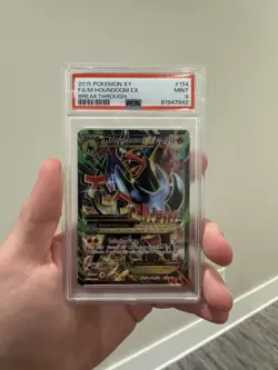 Pokemon M Houndoom EX 154/162 PSA 9 Mint Breakthrough Holo Full Art FA 2015 Rare - Image 1