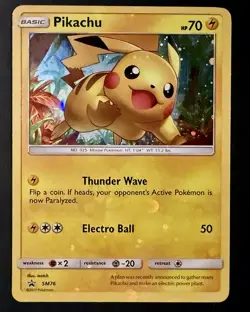 Pokemon black star promo Pikachu SM76 Holo Holo Bleed error + HD Galaxy Swirl - Image 1