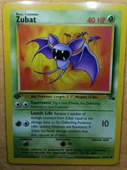 Pokemon TCG Zubat Fossil 1st Edition Common Card 57/62 - Image 1