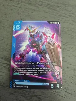 GUNDAM CARD GAME UNICORN GUNDAM (DESTROY MODE) GD01-002 LR FOIL NEWTYPE RISING - Image 1