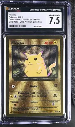 ✨✨ CGC 7.5 Pikachu 58/102 Celebrations UPC GOLD METAL Pokemon Card - Image 1