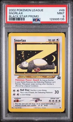 2002 POKEMON LEAGUE PROMO BLACK STAR #49 SNORLAX PSA 9 (Q135) - Image 1