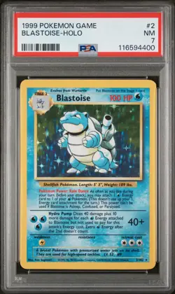 1999 POKEMON BASE SET UNLIMITED #2 / 102 BLASTOISE HOLO - PSA 7 - Image 1