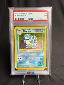 1999 POKEMON BASE SET UNLIMITED #2 / 102 BLASTOISE HOLO - PSA 7 - Image 3