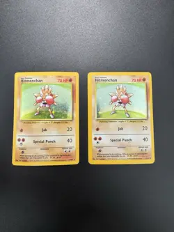 Pokemon TCG Hitmonchan Holo Unlimited Holo Rare Card 7/102 Base Set - Image 1