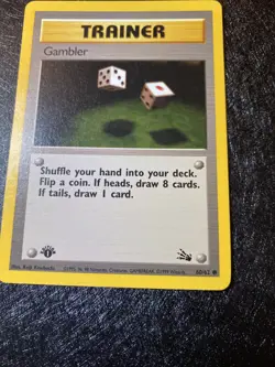 1st Edition Trainer Gambler 60/62 Pokemon Card - Image 5