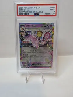PSA 9 Espeon EX 034/131 Prismatic Evulutions Stamp Surprise Box Pokemon Card - Image 1