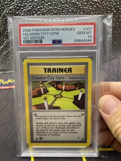 Pokemon Celedon City Gym Gym Heroes 1st Edition #107 PSA 10 Gem Mint Low Pop 36 - Image 1