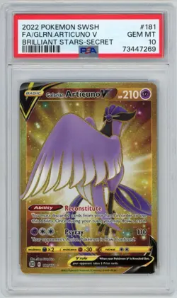 2022 Pokemon Galarian Articuno V #181 - PSA 10 GEM MINT - Brilliant Stars Secret - Image 1