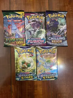 Pokemon Sword & Shield & SV Mixed Booster Pack Lot of 5! Brand New! Sealed! - Image 1