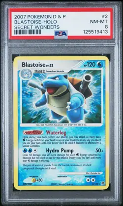 2007 POKEMON DIAMOND & PEARL SECRET WONDERS #2 BLASTOISE-HOLO PSA 8 - Image 1