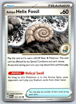 Antique Helix Fossil - Scarlet Violet 151 MEW EN 153/165 Pokemon Card NM - Image 1
