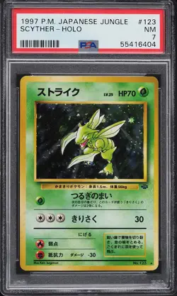 1997 Pokemon Japanese Jungle Holo Scyther #123 PSA 7 NRMT - Image 1
