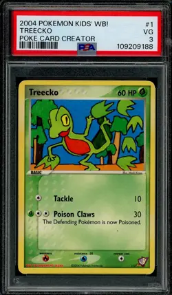 Pokemon Card Treecko 1/5 Kids' WB Poke Card Creator Contest PSA 3 VG - Image 1