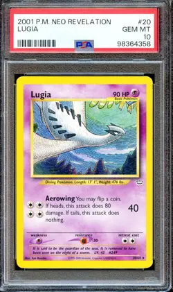 PSA 10 Lugia Neo Revelation 20/64 Unlimited Pokemon Card Non Holo GEM MINT - Image 1
