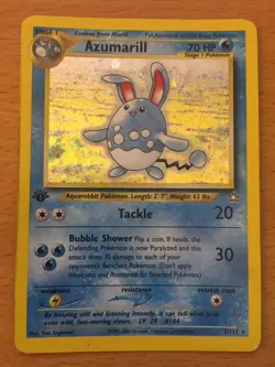 Azumarill 1st Edition 2/111 Holo Rare Shiny x 1 Neo Genesis Pokemon Card TCG - Image 1