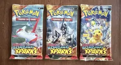 Surging Sparks 3 Booster Packs Bundle - Pokemon Cards TCG Packs New Sealed - Image 1