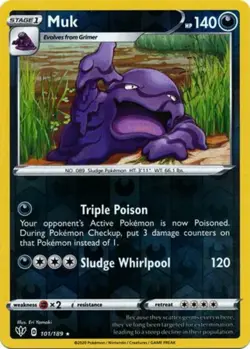 x1 Muk - 101/189 - Rare - Reverse Holo Pokemon SS03 Darkness Ablaze M/NM - Image 1