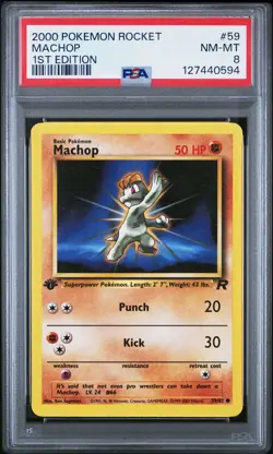 2000 PSA 8 Pokemon Machop 1st Edition Rocket #59 Graded - Image 1