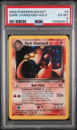 2000 POKEMON TEAM ROCKET #4 DARK CHARIZARD-HOLO PSA 6 - Image 1