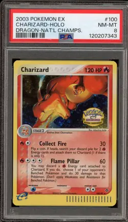 Pokemon Charizard EX Dragon National Championships Holo Rare Promo #100 PSA 8 - Image 1