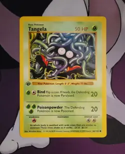 Tangela #66/102 1st Edition Shadowless Base Set Pokemon TCG - 3D Stamp Error - Image 2