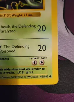 Tangela #66/102 1st Edition Shadowless Base Set Pokemon TCG - 3D Stamp Error - Image 5
