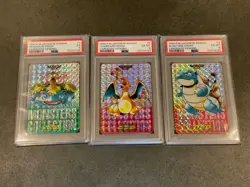POKEMON BANDAI CARDDASS VENDING #6 CHARIZARD VENUSAUR BLASTOISE PRISM PSA 3 set - Image 1