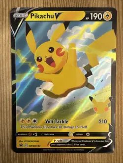 Pikachu V - SWSH143 - Pokemon Sword & Shield Promo Ultra Rare Holo Card LP - Image 1