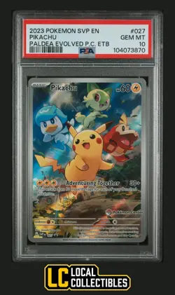 Pikachu 027 2023 SVP Paldea Evolved Pokemon Center Exclusive PSA 10 GEM MINT - Image 1