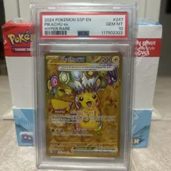 2024 POKEMON SSP EN-SURGING SPARKS #247 PIKACHU ex HYPER RARE PSA 10 - Image 1