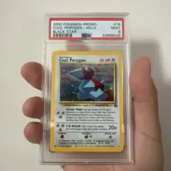 PSA MINT 9 2000 POKEMON TCG BLACK STAR PROMO #15 COOL PORYGON WOTC HOLO SWIRL - Image 1