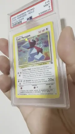 PSA MINT 9 2000 POKEMON TCG BLACK STAR PROMO #15 COOL PORYGON WOTC HOLO SWIRL - Image 2