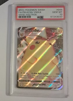 PSA 10 Pikachu VMAX #044 Full Art Pokemon Sword and Shield Vivid Voltage - Image 1