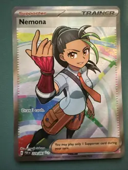 Pokemon TCG Nemona Trainer Paldean Fates Full Art Holo Ultra Rare Card 229/091 - Image 1