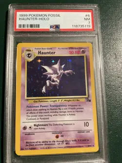 1999 PokeMon TCG Fossil Set Haunter #6/62 Holo Rare Card PSA 7 NM Vintage WOTC - Image 1