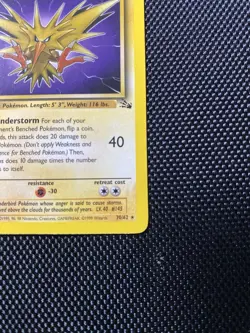 Zapdos 30/62 Non Holo Rare Unlimited Fossil WoTC 1999 TCG Pokemon Card - LP/NP - Image 4