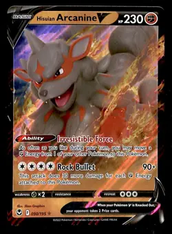 Hisuian Arcanine V Silver Tempest 090/195, NM Pokemon Card - Image 1