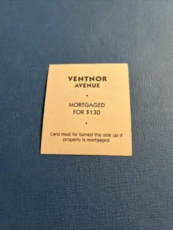 1998 Monopoly Property Deed Card VENTOR AVENUE Game Piece Part - Image 2