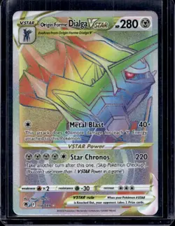 Pokemon TCG Origin Forme Dialga VSTAR Astral Radiance Rainbow Rare Card 198/189 - Image 1