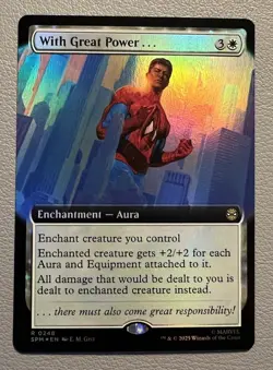 Magic the Gathering MTG With Great Power... (Extended Art) Foil Spider-Man #0248 - Image 1