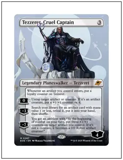 1x Tezzeret, Cruel Captain, Borderless Art, Magic the Gathering MTG NM - Image 1